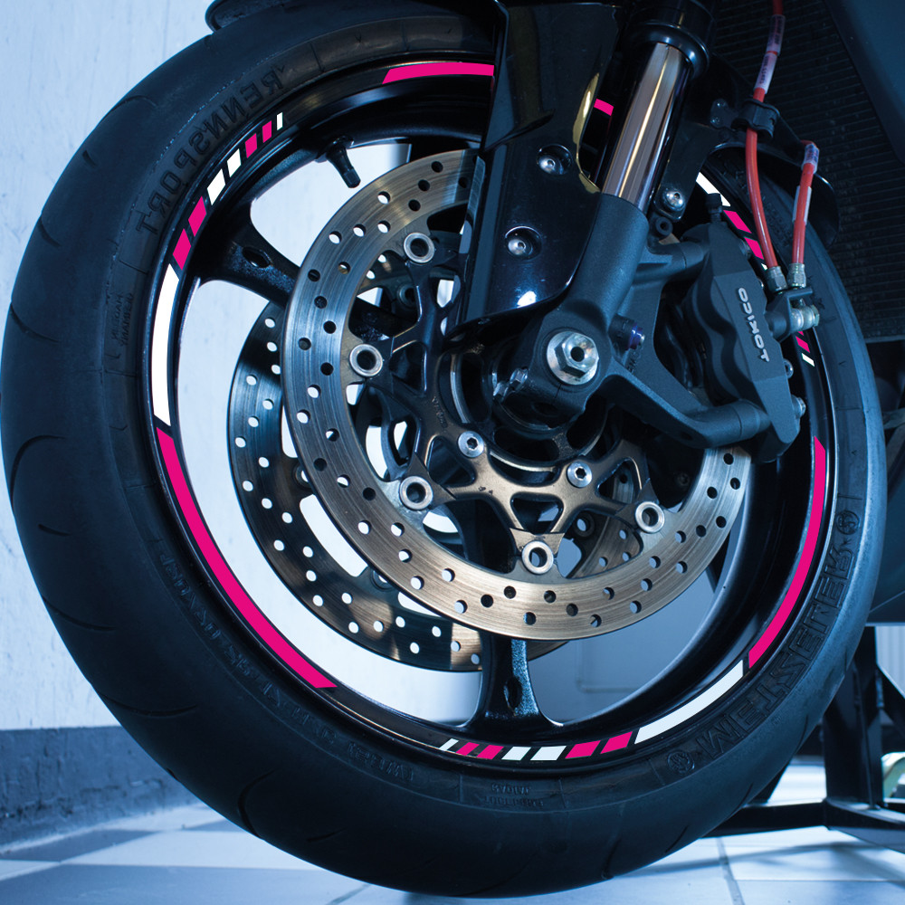 NEW Felgenrandaufkleber GP Style Auto Motorrad Felgenaufkleber pink 